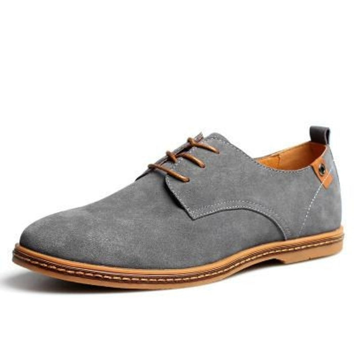 Suede Lace-Up Shoes for Men's Casual Wear: gray, brown lace-up shoe, casual minimalist style
