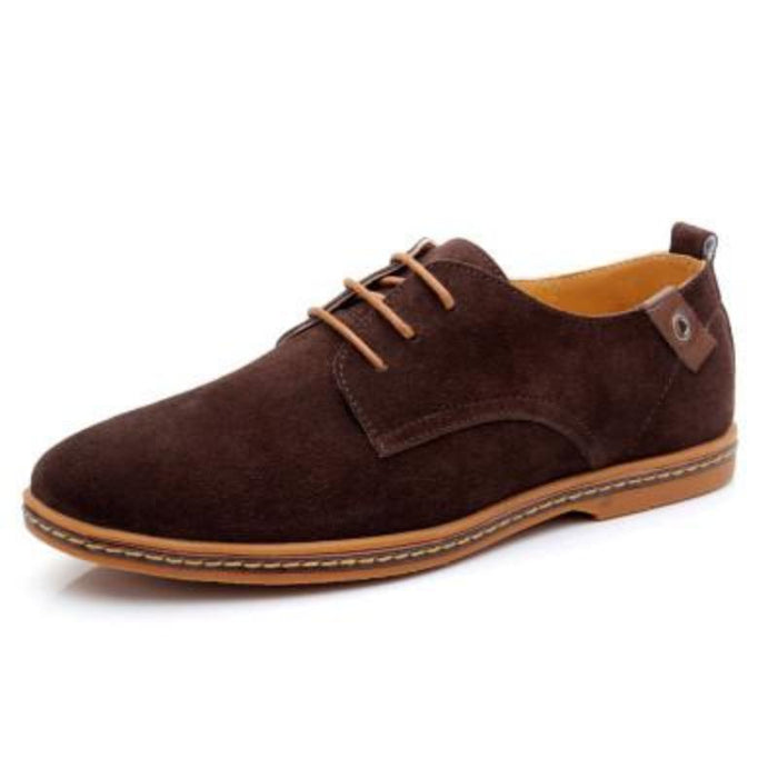 Suede Lace-Up Shoes for Men's Casual Wear: gray, brown lace-up shoe, casual minimalist style