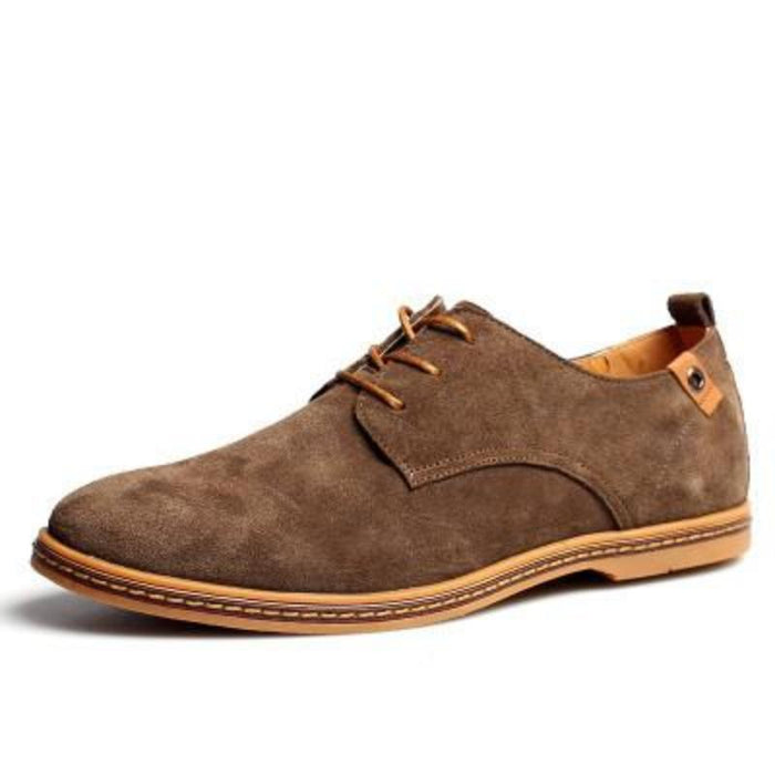 Suede Lace-Up Shoes for Men's Casual Wear: gray, brown lace-up shoe, casual minimalist style