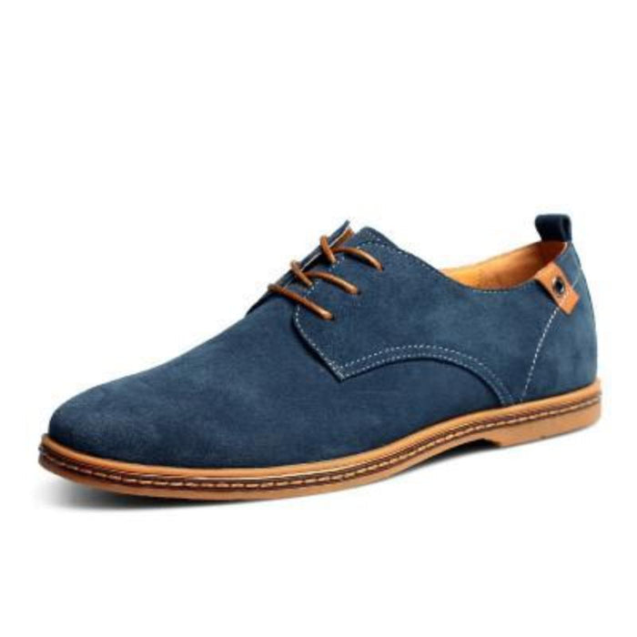 Suede Lace-Up Shoes for Men's Casual Wear: gray, brown lace-up shoe, casual minimalist style
