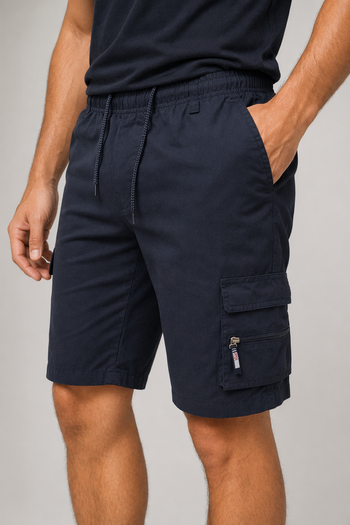 Summer Elastic Waist Men's Casual Shorts Navy