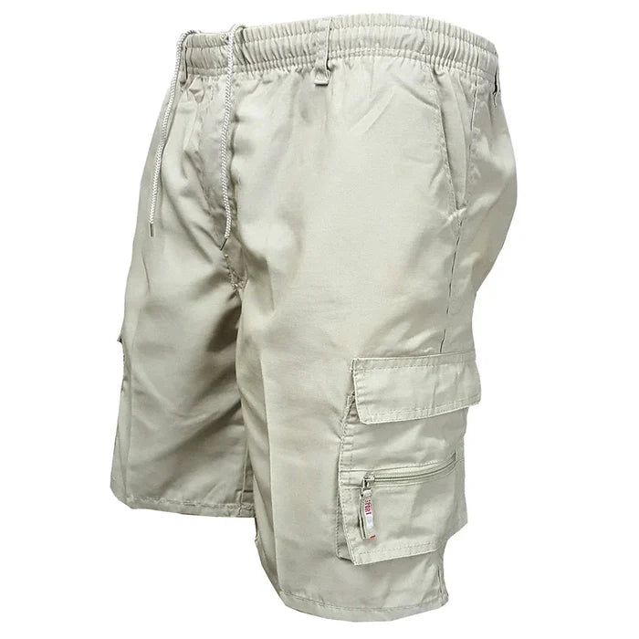 Summer Elastic Waist Men's Casual Shorts: black, dark gray cargo shorts, military-inspired style