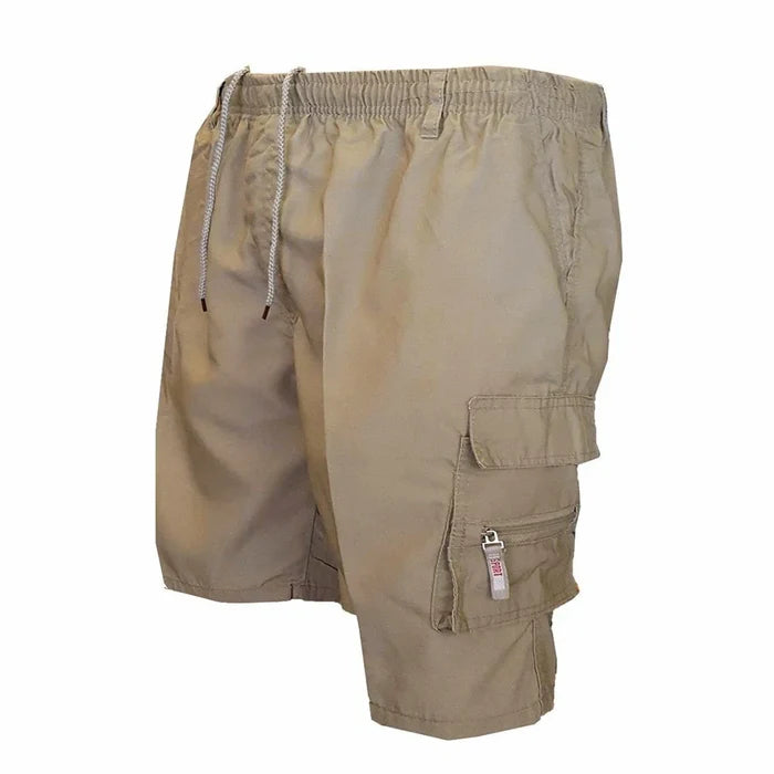 Summer Elastic Waist Men's Casual Shorts: black, dark gray cargo shorts, military-inspired style