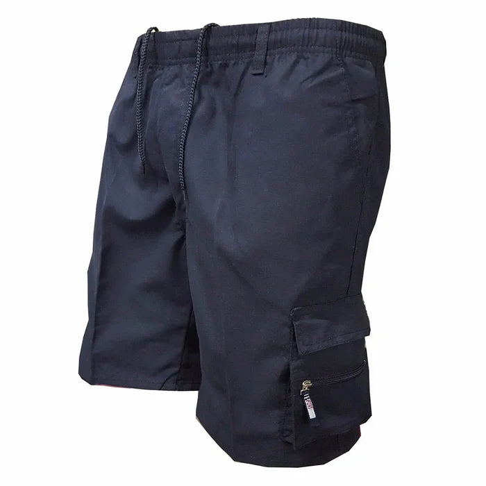 Summer Elastic Waist Men's Casual Shorts: black, dark gray cargo shorts, military-inspired style