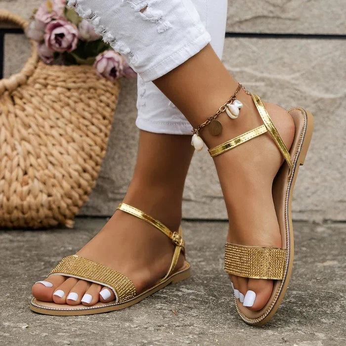 Summer Flat Sandals for Women: Stay Stylish and Comfortable: metallic gold, tan flat sandals, minimal style