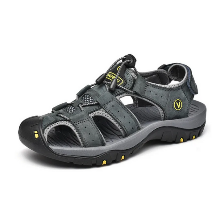 Summer Open-Toe Sandals for Men: olive green, black closed-toe sport sandal, outdoor athletic style