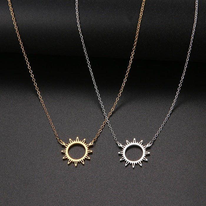 Sunlit Pendant Necklace: gold, black sun, minimal style