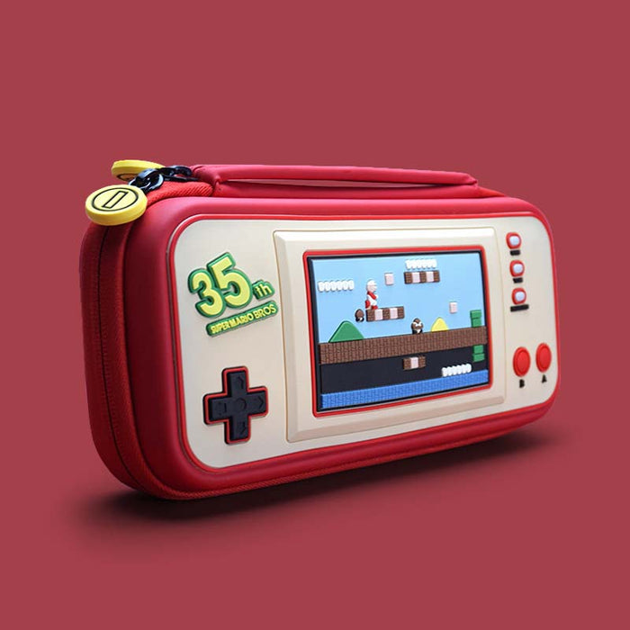 Super Mario Switch Case with Stand: red, white Nintendo-style retro video game console theme, retro gaming, cartoon/pixel-art
