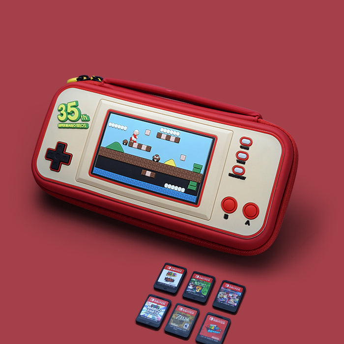 Super Mario Switch Case with Stand: red, white Nintendo-style retro video game console theme, retro gaming, cartoon/pixel-art