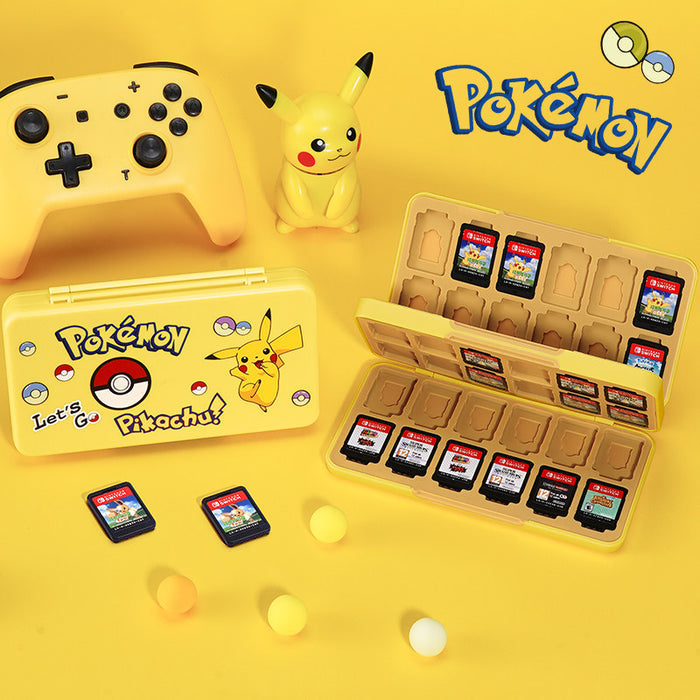 Switch Game Cartridge Case with Protection: teal blue, white game card storage case with small game cards, cartoon style