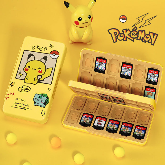 Switch Game Cartridge Case with Protection: teal blue, white game card storage case with small game cards, cartoon style