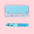 Switch Lite Travel Case: turquoise blue, light gray belt pouch with adjustable strap, minimal style