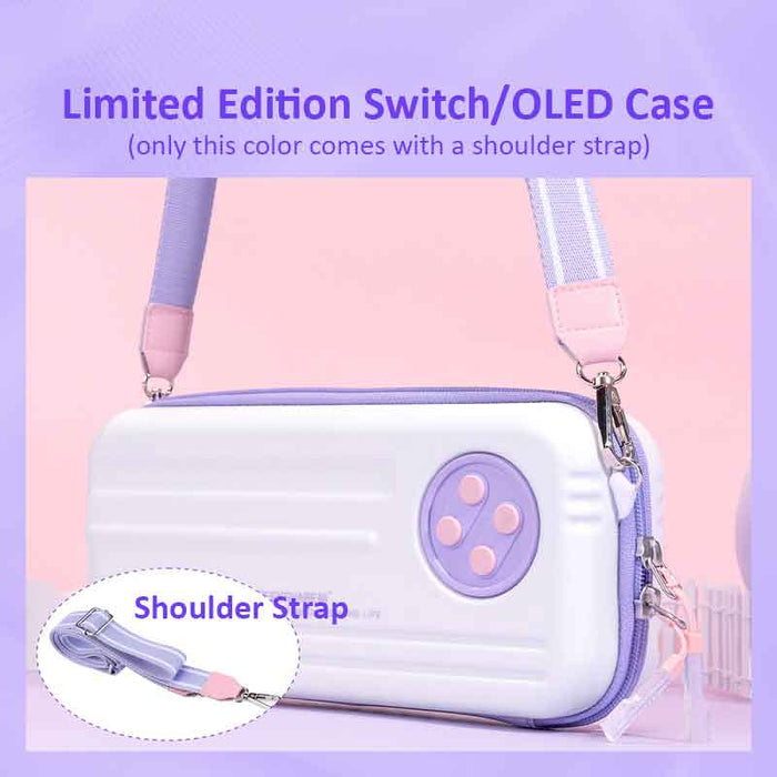 Switch OLED Carrying Case with Game Slots: light gray, black Nintendo Switch carrying case, retro game controller-inspired st