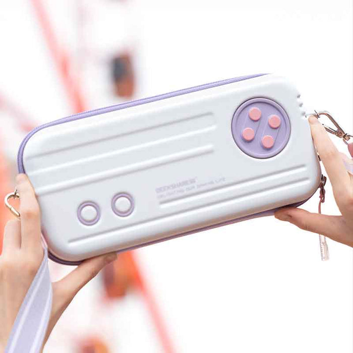 Switch OLED Carrying Case with Game Slots: light gray, black Nintendo Switch carrying case, retro game controller-inspired st