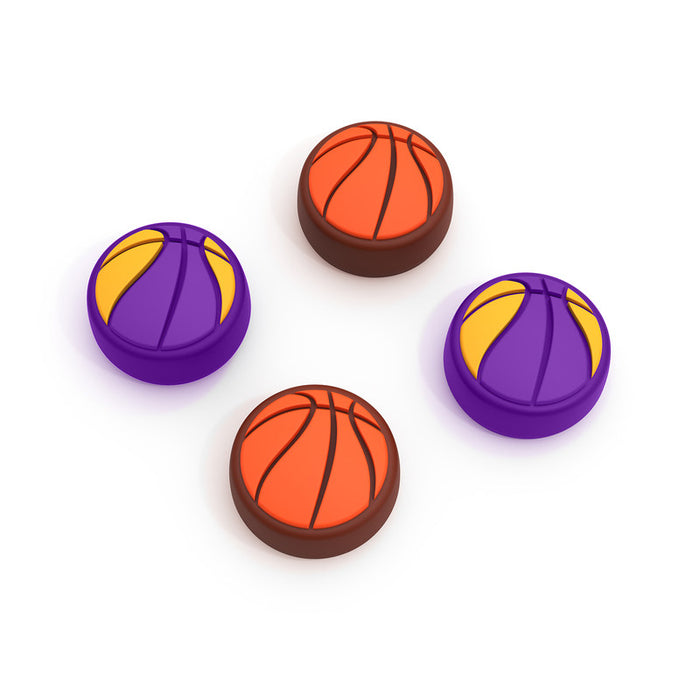 Switch Thumb Grips with Sport Designs: orange, brown basketball, cartoon style