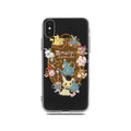 Sword and Shield Phone Case: clear, black Alice in Wonderland-themed characters, cute cartoon fantasy style