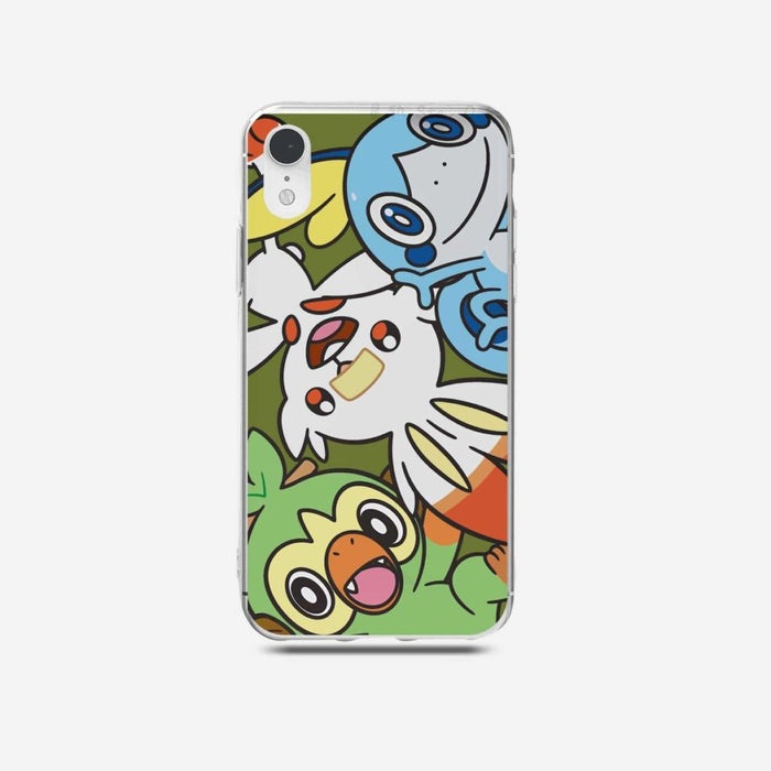 Sword and Shield Phone Case: clear, black Alice in Wonderland-themed characters, cute cartoon fantasy style
