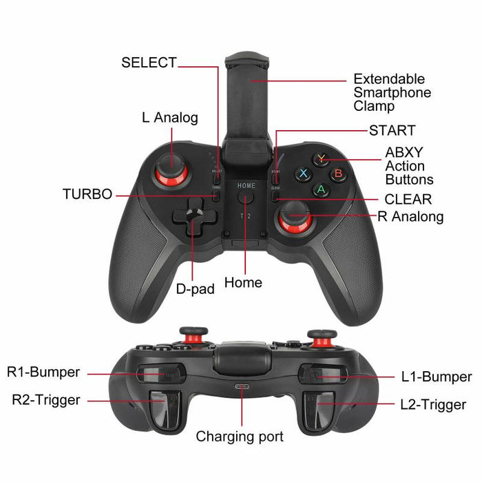 T12 PRO Dragon Bluetooth Gaming Controller for Android and iOS, Enhanced Gaming Experience: black, dark gray mobile gaming co