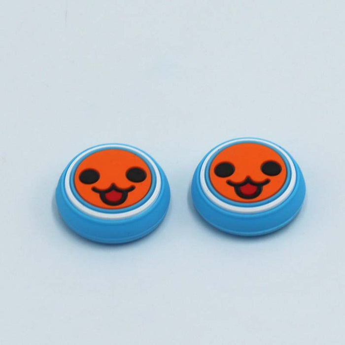 Taiko-inspired Joystick Caps for Gaming Controllers: light green, white smiling cartoon face, kawaii cartoon style