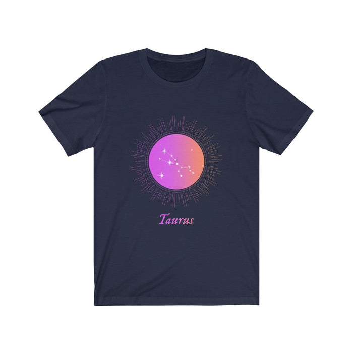 Taurus Women's Zodiac Gradient Tee: black, purple Taurus zodiac sign, zodiac-themed graphic style