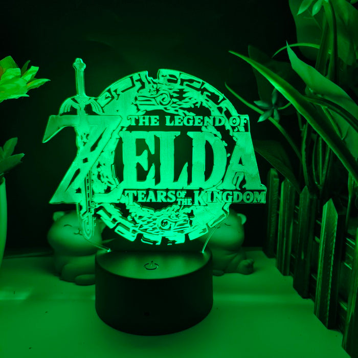 Tears of the Kingdom Night Light: neon green, black mystical eye and hands symbol, occult, graphic style