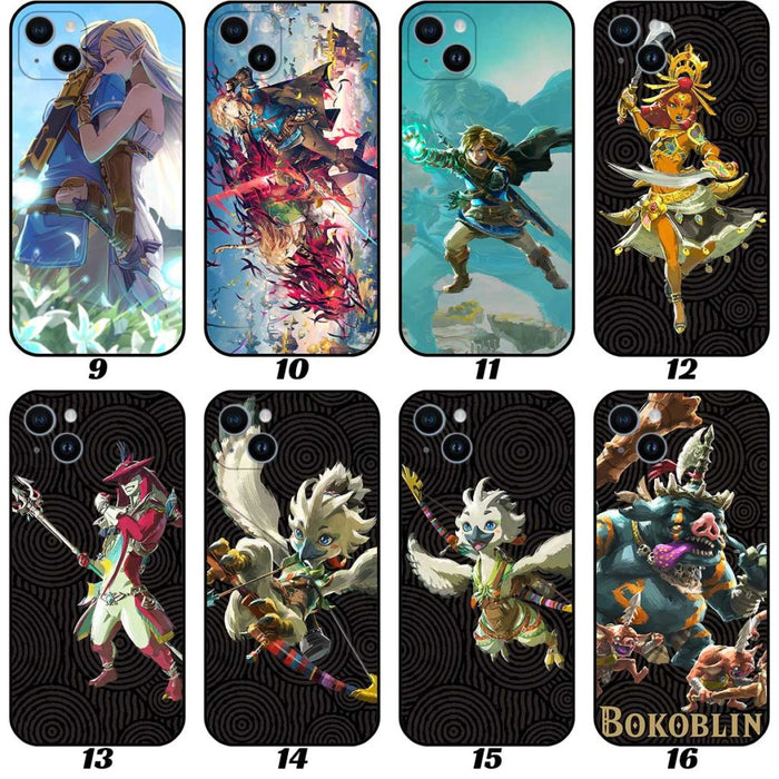 Tears of the Kingdom Phone Case: black, green The Legend of Zelda characters and symbols, including Link, video game fantasy