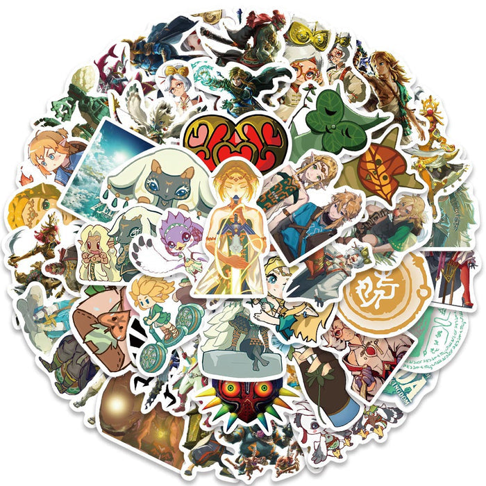 Tears of the Kingdom Zelda Stickers: multicolor, white mixed anime/cartoon characters, creatures, and fantasy-themed imagery