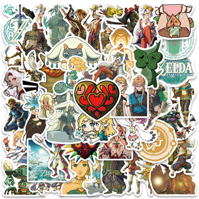 Tears of the Kingdom Zelda Stickers: multicolor, white mixed anime/cartoon characters, creatures, and fantasy-themed imagery