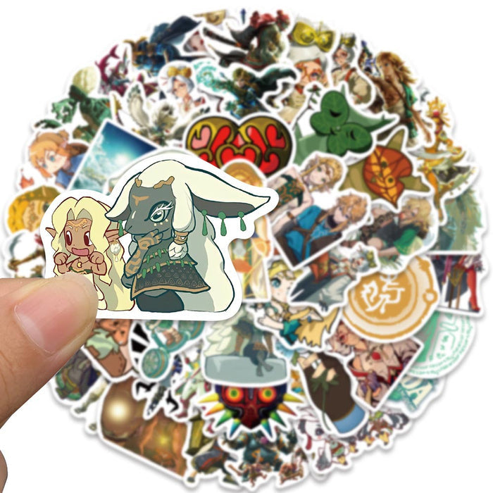 Tears of the Kingdom Zelda Stickers: multicolor, white mixed anime/cartoon characters, creatures, and fantasy-themed imagery