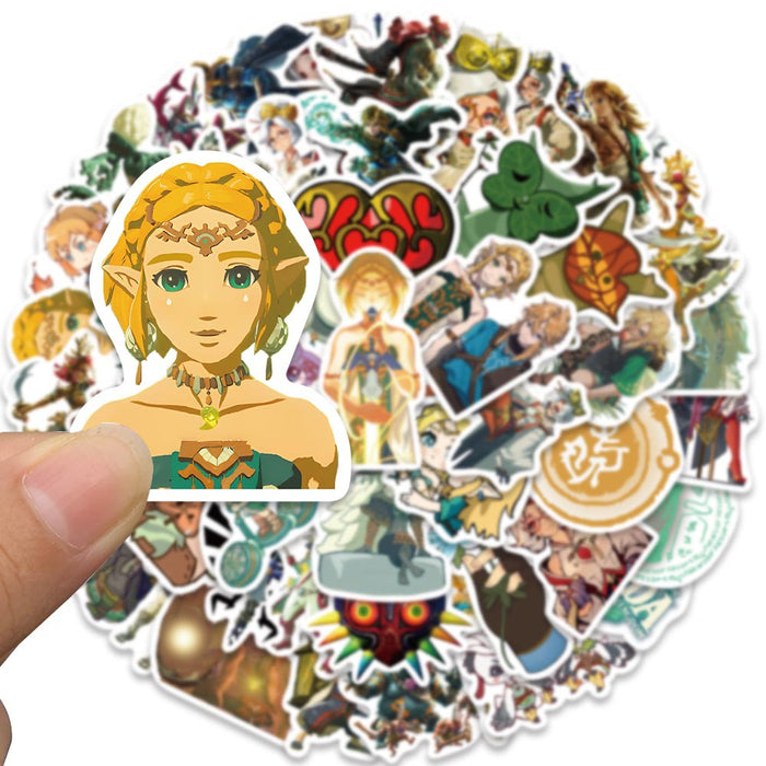 Tears of the Kingdom Zelda Stickers: multicolor, white mixed anime/cartoon characters, creatures, and fantasy-themed imagery