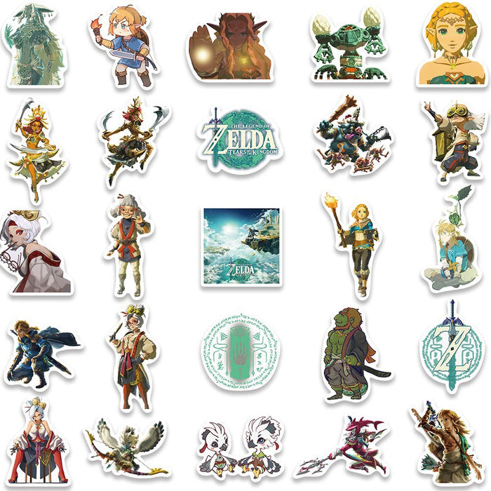 Tears of the Kingdom Zelda Stickers: multicolor, white mixed anime/cartoon characters, creatures, and fantasy-themed imagery