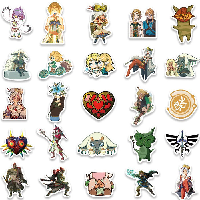 Tears of the Kingdom Zelda Stickers: multicolor, white mixed anime/cartoon characters, creatures, and fantasy-themed imagery