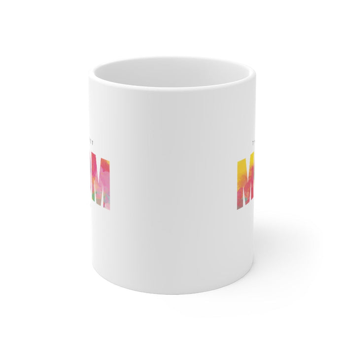 The Ultimate Mother Ceramic Mug 11oz: white, multicolor mug, minimal style