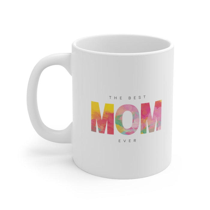 The Ultimate Mother Ceramic Mug 11oz: white, multicolor mug, minimal style