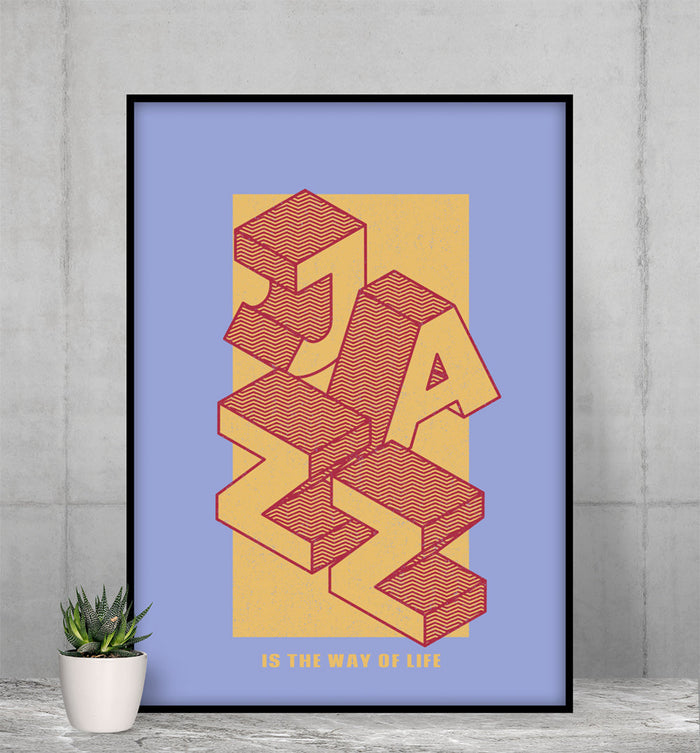 The Way of Life Premium Matte vertical posters for Jazz Enthusiasts: lavender blue, yellow stylized 'SZA' typography, graphic