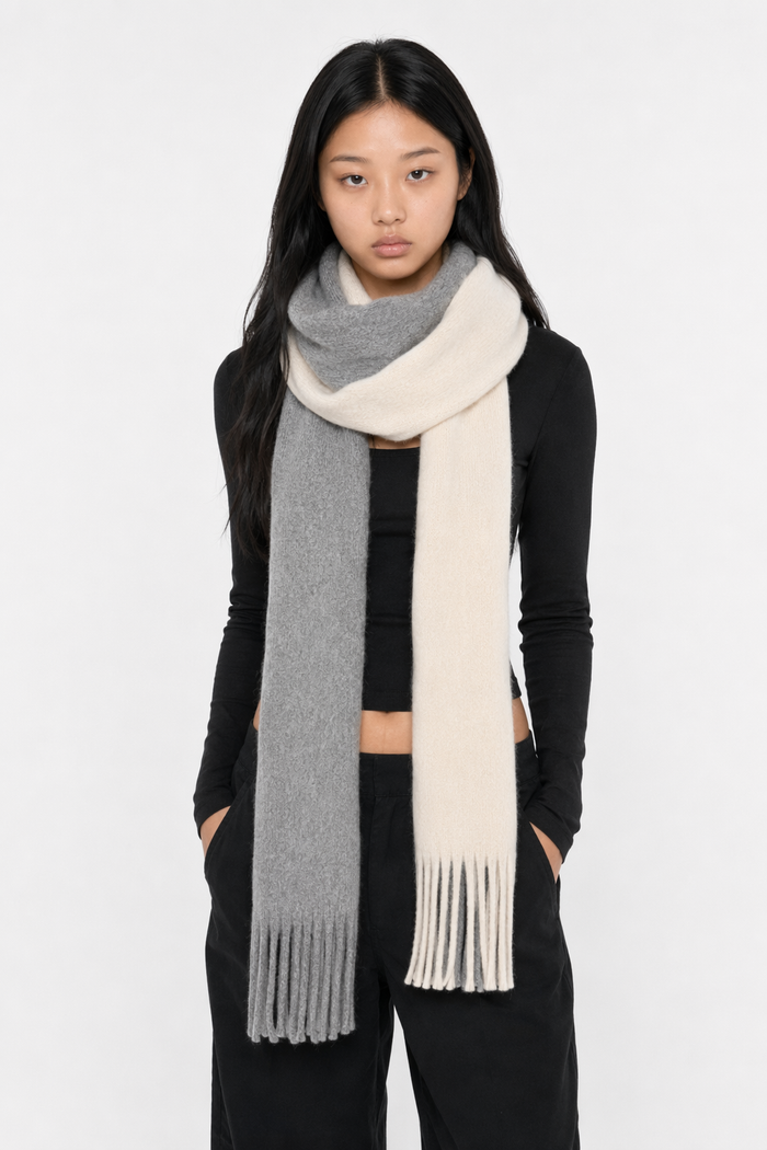Thick Dual-Toned Men's Scarf White