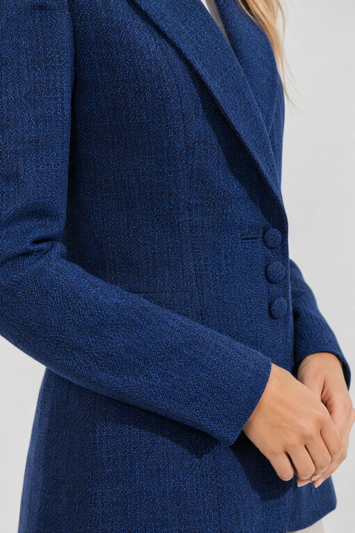 Three-Button Women's Blazer for a Sophisticated Business Casual Look Navy