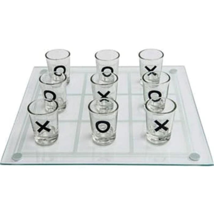 Tic Tac Toe Shot Glass Set: Purchase One, Receive One Free: clear, black tic-tac-toe, minimal style