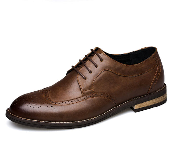 Timeless Brogue Style Men's Oxford Shoes: dark brown, black lace-up dress shoes, classic formal style