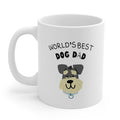 Top Novelty Mug for Proud Dog Fathers: white, black dog dad theme with cartoon dog