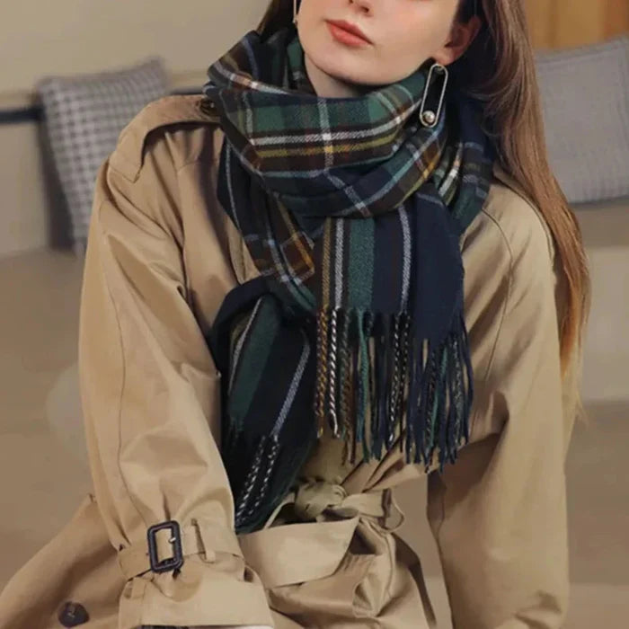Traditional Plaid Gift Wrap Scarf: red, dark green scarf, classic tartan style