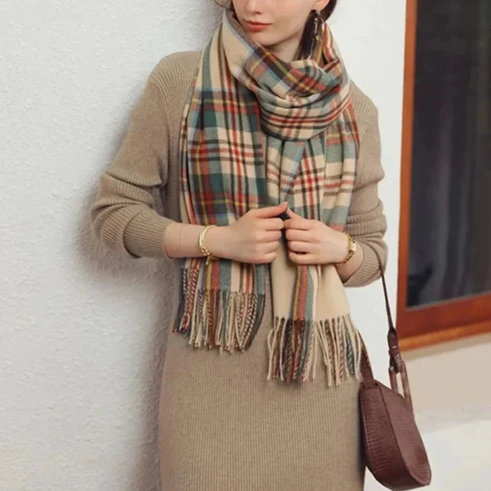 Traditional Plaid Gift Wrap Scarf: red, dark green scarf, classic tartan style