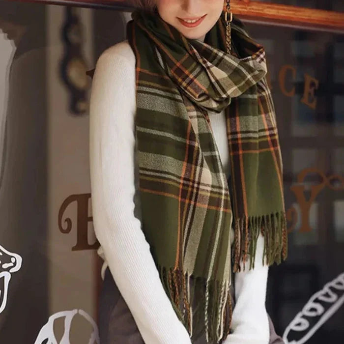 Traditional Plaid Gift Wrap Scarf: red, dark green scarf, classic tartan style