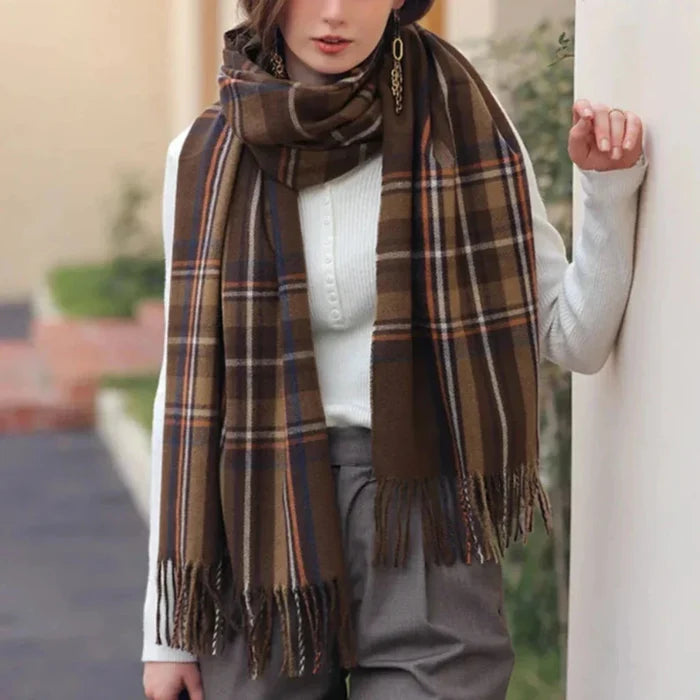 Traditional Plaid Gift Wrap Scarf: red, dark green scarf, classic tartan style