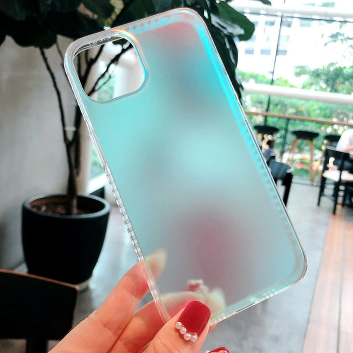 Translucent Gradient iPhone Case: iridescent pastel blue, pink smartphone case, minimal style