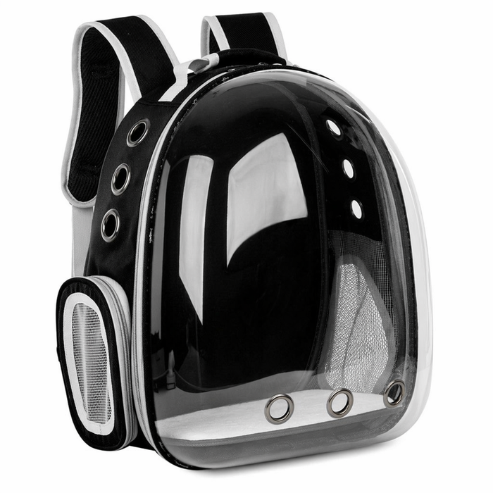 Transparent Pet Carrier with Breathable Design Black without cover