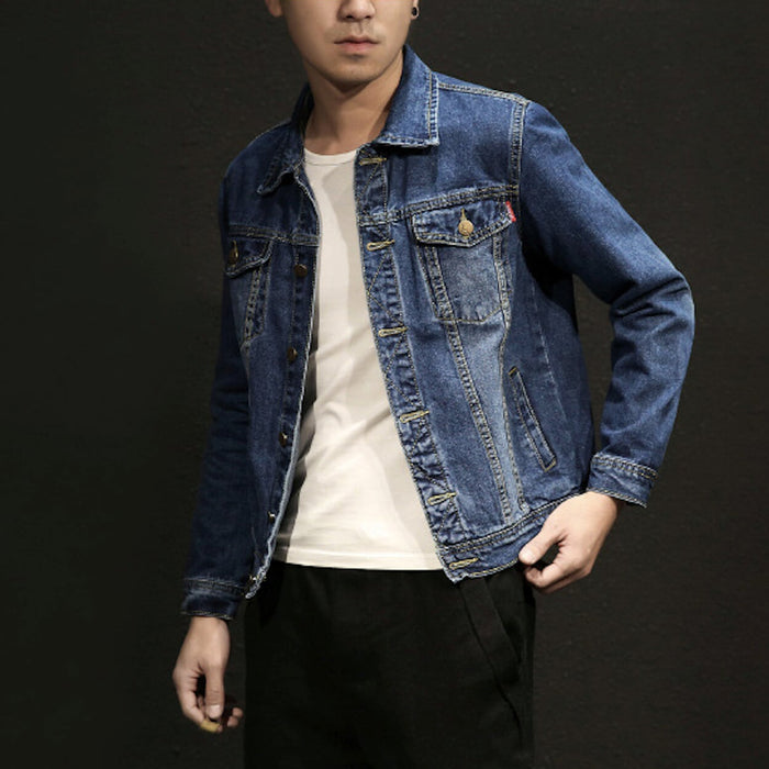 Trucker Style Men's Denim Jacket: blue, white jacket, casual classic denim style