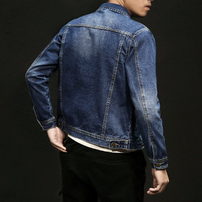 Trucker Style Men's Denim Jacket: blue, white jacket, casual classic denim style