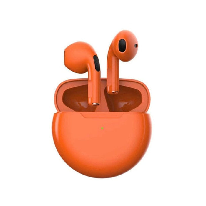 True Wireless Bluetooth Earbuds of Dragon 6 Lineage: white, black wireless earbuds with charging cases, minimal modern style
