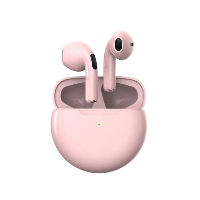 True Wireless Bluetooth Earbuds of Dragon 6 Lineage: white, black wireless earbuds with charging cases, minimal modern style